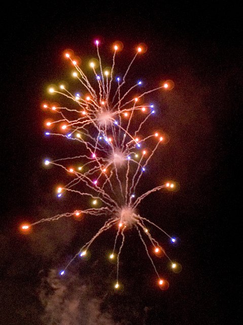 vivid display of multicoloured fireworks