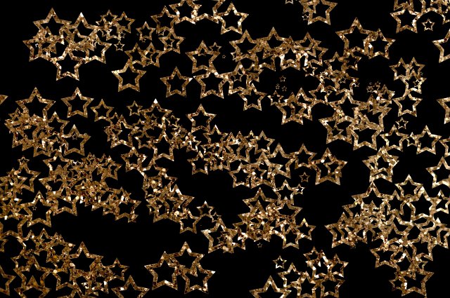 Holiday background with golden stars isolated on black