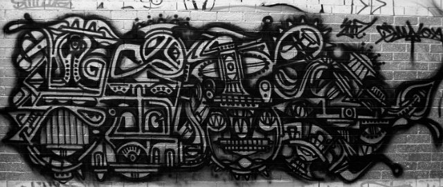 Graphic black graffiti artwork