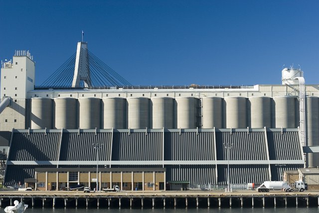 large concrete grain silos balmain