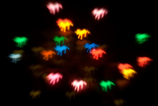 colourful light efect - animals shaped gobo creates an unusual bokeh pattern