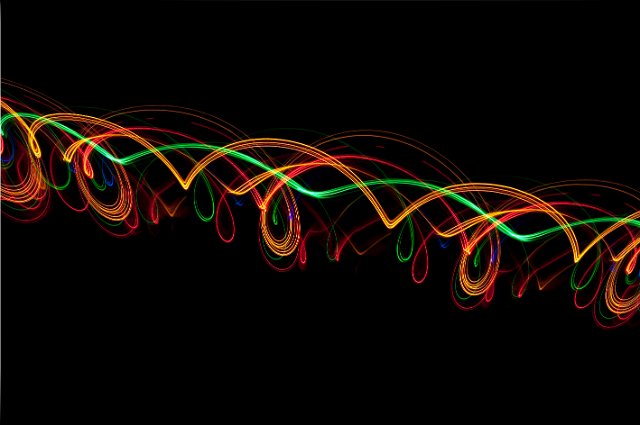 multi coloured pattern of looping light trails