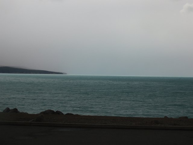looking out over the water on a wintery day