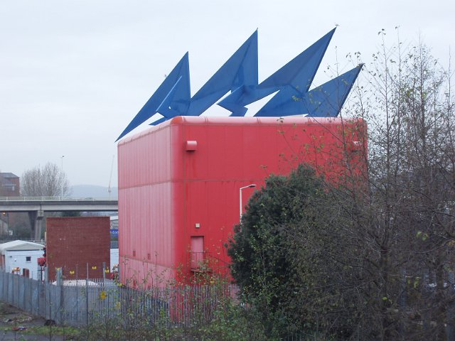 modern painted substation, cardiff, wales
