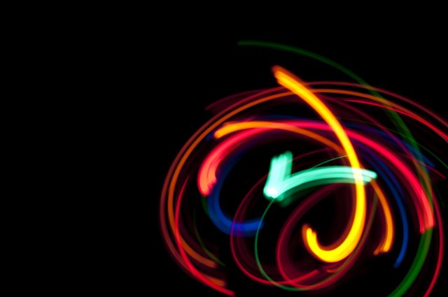 colorful lights in motion, long exposure image